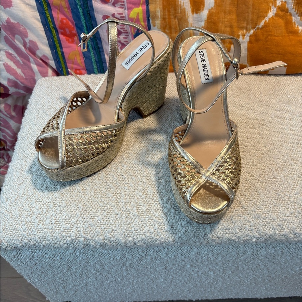 Steve Madden Gold Espadrille Sandals